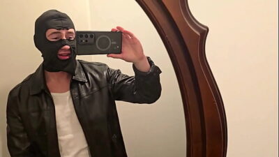 Home Unpack in Black Leather Jacket from PhantomGentX! Dominant Master Flexes Muscles & Cums Big Cock