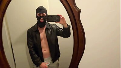PhantomGentX Leatherjacket Mirror Cum! Hot Master Strokes & Explodes Huge Load On White Shirt