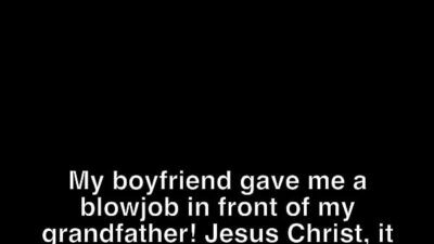 Exhibitionist gay couple in front of real grandpa (old young)