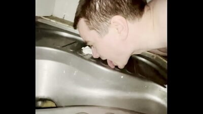 Gay boy licking public beach toilet